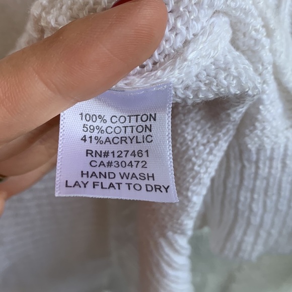 Wildfox Knit Mesh Fish Net White Tan Long Sleeve Sweater sz S - Picture 4 of 5